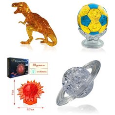 Игрушка для детей Конструктор комплект новогодний из 4х штук Идея подарка классу 8 марта Динозавр, Футбольный мяч, Шар Солнце, Сатурн Iq Toy