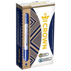 CROWN Маркер перманентный двухсторонний Multi Marker Twin 12 шт. (P-800W), синий, 1 шт.