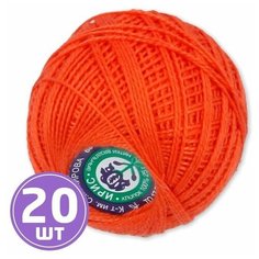 Пряжа ПНК им. Кирова Ирис тонкая, мерсеризованный хлопок 100%, цвет №0712, алый, 20 шт. по 25 г, 150 м
