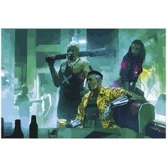 Картина по номерам на холсте киберпанк cyberpunk 2077 ночной клуб с мафией - 2098