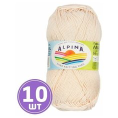 Пряжа Alpina Альпина ANABEL классическая средняя, мерсеризованный хлопок 100%, цвет №005 Бежево-розовый, 120 м, 10 шт по 50 г