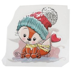 Термотрансфер арт. TBY.1248 Лисенок в шапке 16х16,6см, уп.10шт