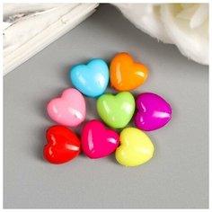 Арт Узор Бусины для творчества пластик "Сердечко пузатое" цветные набор 100 шт 1х1,1 см