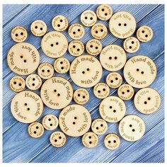 Пуговки для творчества Handmade with love - в наборе (15, 25, 30 мм, набор 37 штук) Нет бренда