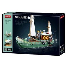 SLUBAN Конструктор Рыболовная лодка, 610 деталей
