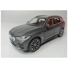 Коллекционная машинка игрушка металлическая BMW X5 масштаб 1:24 для мальчиков масштабная модель 1:24 серый Alexplay