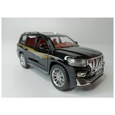 Коллекционная машинка игрушка металлическая Toyota Land Cruiser Prado для мальчиков масштабная модель 1:24 черно-золотой Alexplay