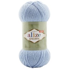 Пряжа Alize Alpaca Royal New, 30 % шерсть, 15 % альпака, 55 % акрил, 100 г, 250 м, 5 шт., 356 голубой