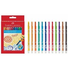 Карандаши восковые Faber-Castell, 12 цветов, выкручивающийся стержень, в картонной коробке, с европодвесом