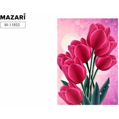 Алмазная Мозаика 21*25см (С мольбертом, картон, частичная выкладка, стразы-камни) Тюльпан (п/упаковка с европодвесом) М-11853 (2247) Mazari