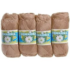 Пряжа Ромашка (100%хлопок) 75 г, 320 м, ПНК им. Кирова, цвет: 5904 т. бежевый, 3 шт.