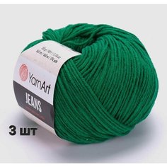 Пряжа YarnArt Jeans Ярнарт джинс Зеленый (52) 3 мотка 50 г/160 м (45% акрил 55 хлопок)