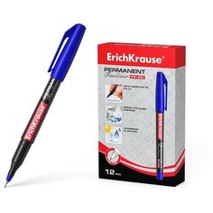 Маркер - лайнер перманентный ErichKrause FP-50, 0.6 мм, чернила на спиртовой основе, светостойкие и водостойкие, для любых поверхностей, синий