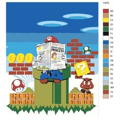 Картина по номерам Y-675 "Super Mario (супер Марио). Марио справляет нужду" 70x90 Brushes Paints