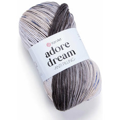 Пряжа Yarnart Adore dream светло-серый-экрю-серый-хаки-джинс (1050), 100%акрил, 280м, 100г, 1шт