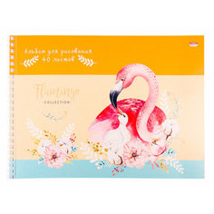Альбом для рисования А4 40л. Фламинго И птенец (40-1204) гребень.1 диз в сп.6+0 лён. микроперф Проф Пресс