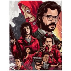 Картина по номерам на холсте Сериал Бумажный Дом - 7176 В 30x40