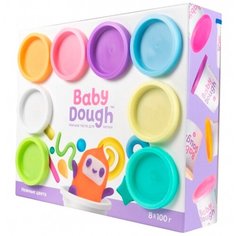 Набор теста для лепки BabyDough 8 пастельных цветов по 100 г, в коробке (BD021)
