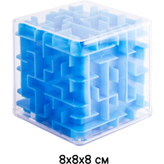 Головоломка лабиринт Куб синяя Эврика 8х8 см / подарок ребенку, девочке, мальчику в школу