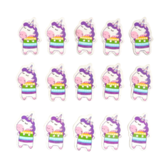 Арт Узор Набор пуговиц для декорирования Единорожка в свитере 4287334, 15 шт., белый/фиолетовый