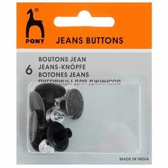 81803 Пуговицы джинсовые 17мм Лавровый венок цвет металл, черненый, упак (6 шт) PONY