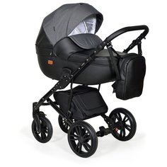 Коляска MIO+F 3в1 (Indigo) Mi 07 (черная кожа+черный узор)