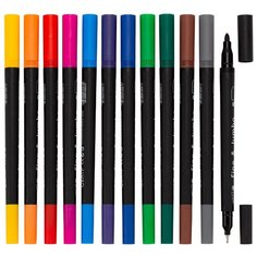 Я-Художник! / Фломастеры для скетчинга двусторонние, 12 цветов в пластиковом пенале, ЗХК Невская палитра