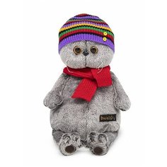 Мягкая игрушка Budi Basa Кот Басик в полосатой шапке с шарфом, 25 см