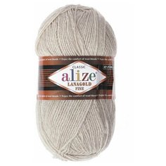 Пряжа "Lanagold fine" 49% шерсть, 51% акрил 390м/100гр (152 бежевый меланж) Alize