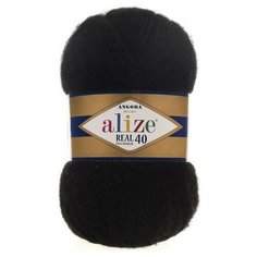 Пряжа Alize Angora Real 40, 40 % шерсть, 60 % акрил, 100 г, 430 м, 5 шт., 60 черный