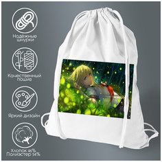 Сумка для обуви CoolPodarok Аниме Школьница Голубые глаза На траве