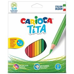 Карандаши цветные CARIOCA «Tita», 24 цвета, пластиковые, шестигранные, заточенные, европодвес