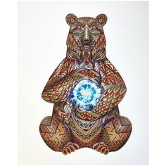 Деревянный пазл для детей и взрослых/Могучий медведь/головоломка/подарочный набор/игра Active Puzzles