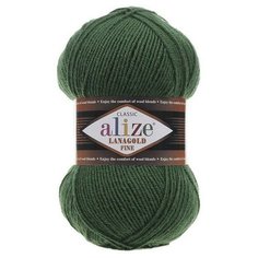 Пряжа Alize Lanagold Fine (Ланаголд Файн) 118 зеленая трава 49% шерсть, 51% акрил 100г 390м 5шт