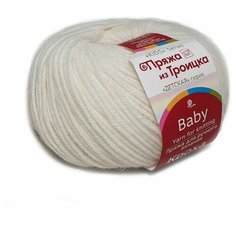 Пряжа "Кроха" 20% шерсть, 80% акрил 135м/50гр (01 Белый) (10 шт) Троицкая камвольная фабрика