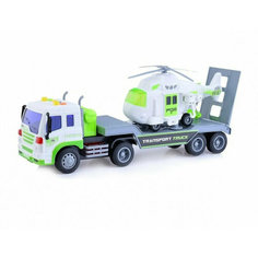 Машинка детская, Автотрейлер, с вертолетом, со светом и со звуком, масштаб - 1:16, длина машинки - 40 см. Китай
