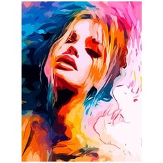 Картина по номерам на холсте красочная девушка - 8996 В 30x40
