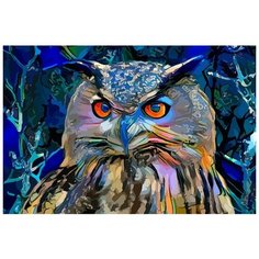 Картина по номерам на холсте красочная сова (абстракция, филин) - 8788 Г 60x40
