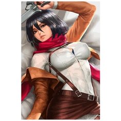 Картина по номерам на холсте Аниме Атака титанов (Микаса, Леви, Эрен Йегер) - 7736 В 60x40