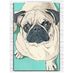 Картина по номерам на холсте Преданный мопс (собака, щенок) - 9218 В 60x40