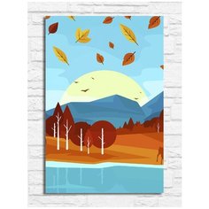 Картина по номерам на холсте пейзаж (природа, лес, горы, минимализм) - 9170 В 20x30