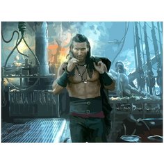 Картина по номерам на холсте черные паруса пират море - 1426