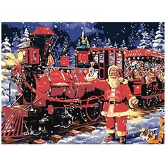 Картина по номерам на холсте Новый Год (Санта клаус, праздник к нам приходит, Рождество, подарок) - 7605 Г 30x40