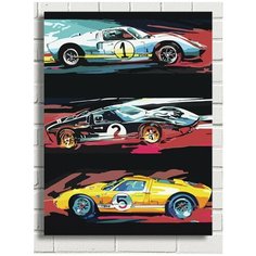Картина по номерам на холсте Красочные гоночные автомобили (гонки) - 9068 В 30x40