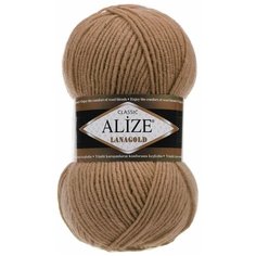 Пряжа Alize Lanagold (Ализе Ланаголд) - 1 моток 466 темно бежевый 49% шерсть, 51% акрил 240м/100г