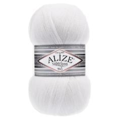 Пряжа ALIZE Superlana Tig (Суперлана тиг) - 3 мотка цвет: белый (55), 25%шерсть, 75% акрил, 570м/100г