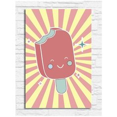 Картина по номерам на холсте веселое мороженое (для детей, простые, кавай, милота, еда) - 10083 В 20х30