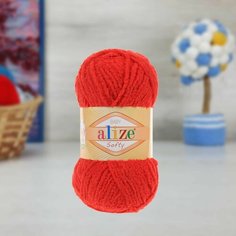 Пряжа ALIZE SOFTY, красный - 56, 100% микрополиэстер, 5 мотков, 50 г, 115 м.