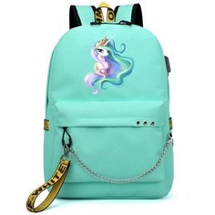 Рюкзак с Единорогом (Unicorn) бирюзовый с цепью №5 Noname