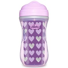 Поильник-непроливайка Chicco Active Cup, 266 мл фиолетовый/сердечки